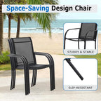 Outdoor Dining Chairs Set of 6, Stackable Patio Chair - Image 4