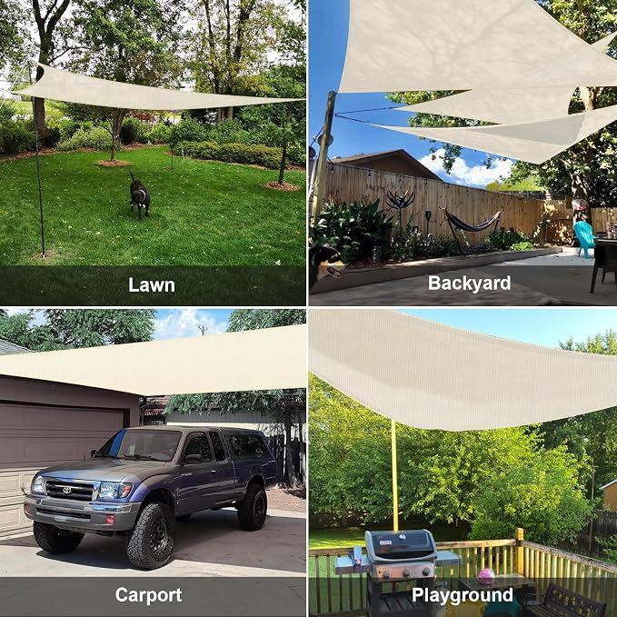 Sun Shade Sail 13' x 13' x 13' Butter Cream Triangle Sunshade | Outdoor sun - Image 8