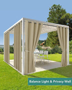 Windproof Outdoor Curtains for Patio Waterproof 4 Pcs 54x95 In Taupe | Grommet - Image 5