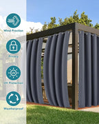 Windproof Outdoor Curtains for Patio Waterproof 4 Pcs 54x108 In Grey | Grommet - Image 3