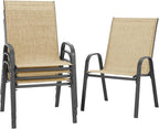 Patio Chairs Set of 4, Outdoor Stackable Dining Chairs by PIZZELLO