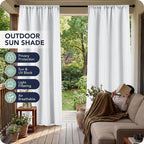 Patio Curtains Outdoor Waterproof, 4 Panels, Rod Pocket Sunshades | - Image 3