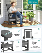 SERWALL Outdoor Rocking Chair Set of 4, Oversized Patio Rocking Chair, Porch - Image 5