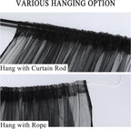 Extra Wide Outdoor Curtains Waterproof Black Voile Mesh Screen Lightweight - Image 4