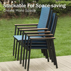 PHI VILLA Outdoor Stackable Dining Chairs Set of 2 w/Aluminum Frame, - Image 3