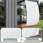 White Outdoor Curtains for Patio Waterproof, 8 Panels, Rod Pocket | - Image 2