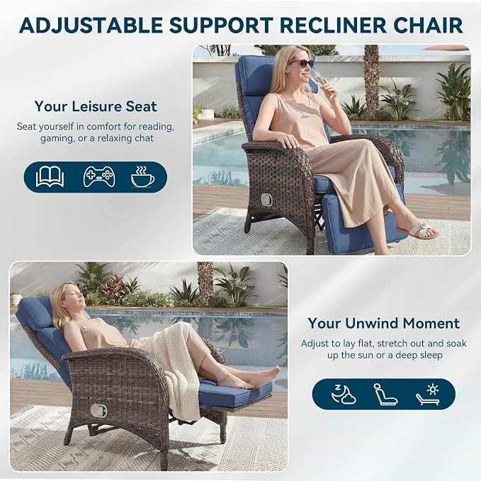 Zero Gravity Wicker Patio Recliner Chairs Set of 2 - Image 5