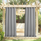 NICETOWN 2 Panels Sliver Grey Blackout Outdoor Curtains - Image 2