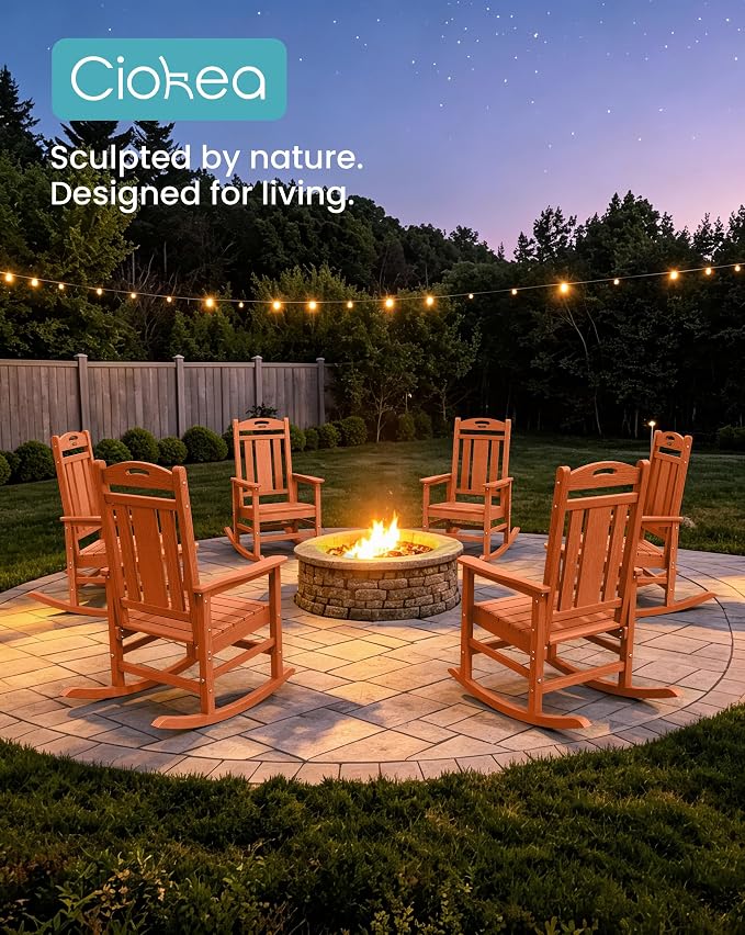 Oversized Outdoor Rocking Chairs Set of 4, 380lbs Heavy-Duty Large Patio Rocker - Image 4