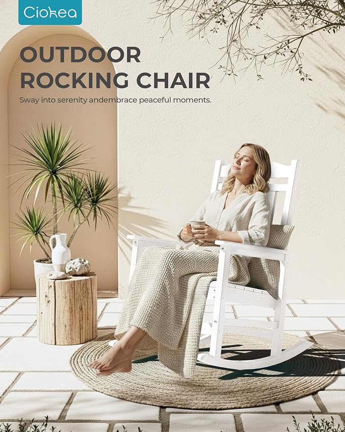 Oversized Outdoor Rocking Chairs Set of 4, 380lbs Heavy-Duty Large Patio Rocker - Image 8