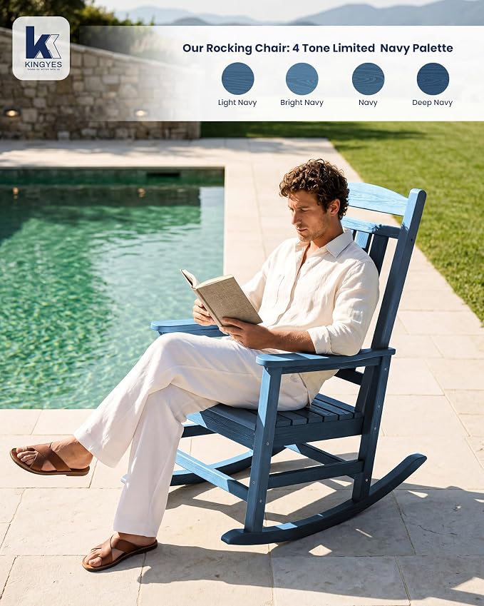 Oversized Outdoor Rocking Chair, Porch Rockers, Unique Blue | - Image 2