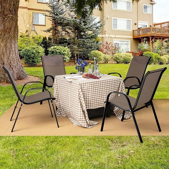 MEDIMALL Patio Chairs, Stackable Patio Chairs Set of 4, Outdoor Dining Chairs - Image 2