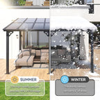 10x14FT Lean to Gazebo Pergola Patio Pergolas withSloped Roof | Large Wall - Image 5