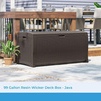 Suncast 99 Gal Wicker Resin Deck Box, Storage Chest Bin - Image 2
