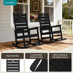 SERWALL Outdoor Rocking Chair Set of 2, Oversized HDPE Rocker, all Weather - Image 6