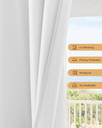 Outdoor Curtains for Patio Waterproof Rod Pocket 4 Pcs 54x95 Inch White | - Image 4