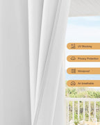 Outdoor Curtains for Patio Waterproof Rod Pocket 8 Pcs 54x95 Inch White | - Image 4