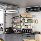 IZEUK 1400 LBS Garage Black Shelving Wide Storage Shelves 4 Tier Adjustable - Image 2