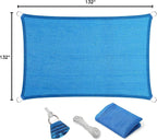Eden's Decor Straight Flat-Edged Sun Shade Sail Rectangular 11' x 13' Blue - Image 9