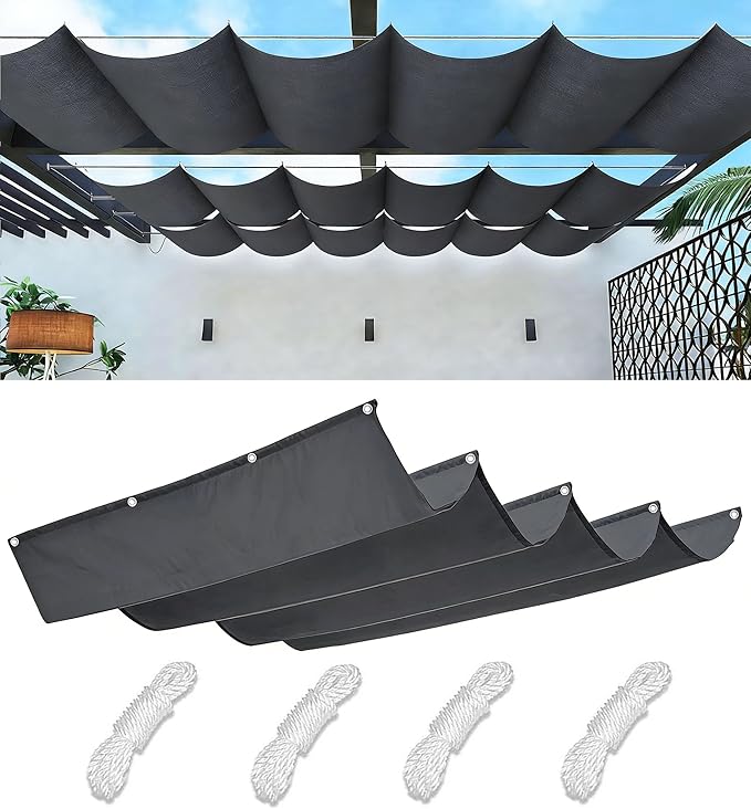 Retractable Wave Sun Shade Sail Waterproof 10' x 22' Sun Shade by WoaceSunShadeSail