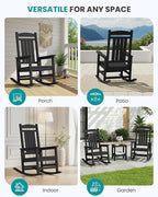 SERWALL Rocking Chair Outdoor, Oversized HDPE Patio Rocking Chairs, Porch Rocker - Image 9