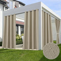 Linen Outdoor Curtains for Patio Waterproof 4 Pcs 54x95 In Taupe | Light by HolidayIdeas