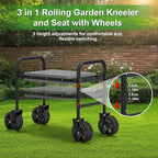 Garden Kneeler and Seat with 360° Wheels: 3-in-1 Rolling Gardning Stool | - Image 3