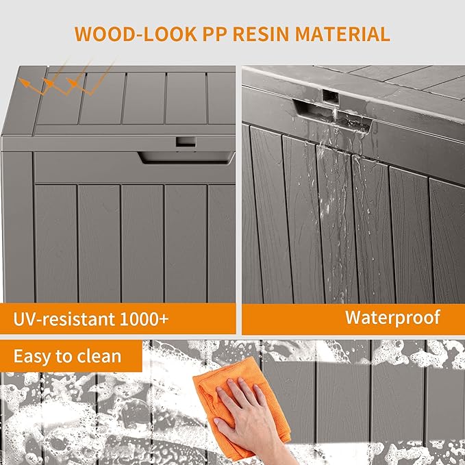 DRATO 35 Gallon Outdoor Storage Box Waterproof, Lockable Resin Deck Box - Image 7