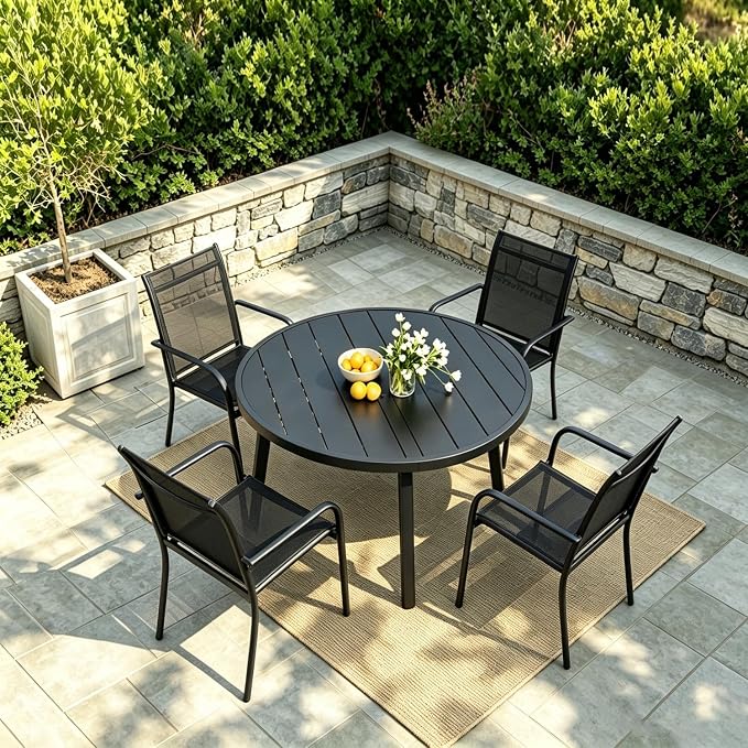 Stackable Patio Chairs Set of 2, Outdoor Dining Chairs - Image 3