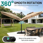 11×11 FT Double-Top Cantilever Patio Umbrella, Outdoor Umbrellas - Image 3
