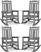 SERWALL Oversized Outdoor Rocking Chairs Set of 4, Patio Rocker Unique Gray | by SERWALL