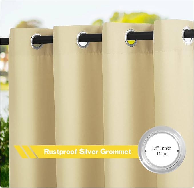 NICETOWN Canvas Patio Curtains Outdoor Waterproof, Rustproof Grommet Durable - Image 2