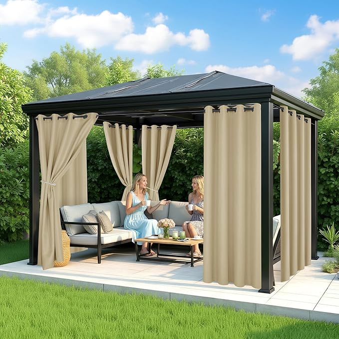 Outdoor Curtains for Patio Waterproof, 6 Drape Panels | Privacy & Weatherproof - Image 4