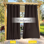 NICETOWN 2 Panels Outdoor Curtains Waterproof Fixed Bottom W52xL95 Brown | - Image 5