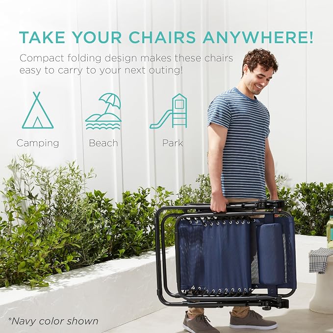 Best Choice Products Set of 2 Adjustable Steel Mesh Zero Gravity Lounge Chair - Image 5