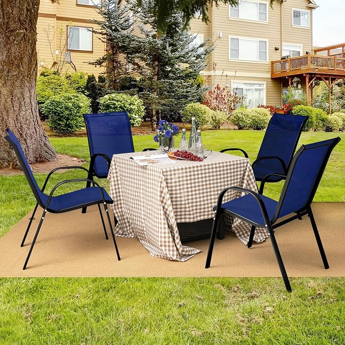 Tangkula Patio Dining Chairs Set of 4, Outdoor Stackable All Weather Heavy Duty - Image 2