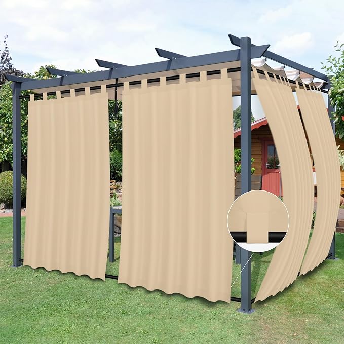 Easy-Going Outdoor Patio Curtains 2 Panels, 54x96 inch, Porch and Pergola by Easy-Going