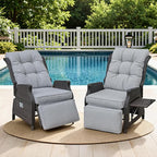 2 Pieces Outdoor Recliner with Adjustable Backrest and Footrest, Light Grey | by COMLAXFIELD