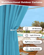 Grommet Outdoor Curtains for Patio Waterproof 8 Pcs 54x108 In Teal | - Image 3