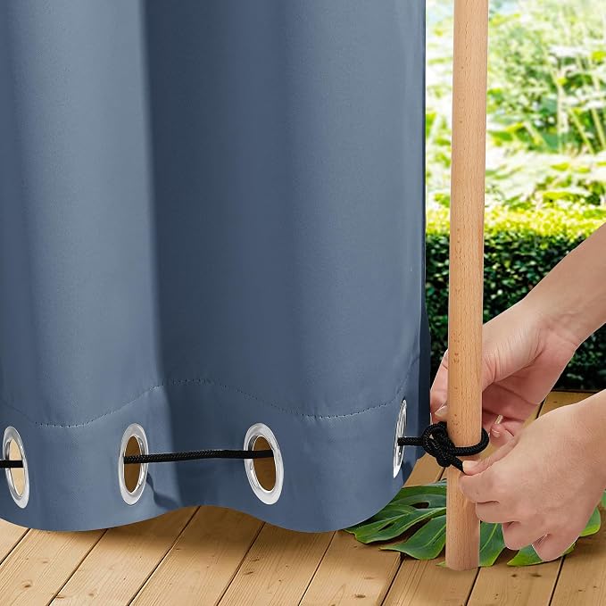 NICETOWN Weighted Curtains for Patio Waterproof W66xL84 Stone Blue 2 Panels | - Image 7