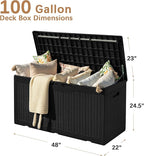 Devoko 97 Gallon Deck Box, Waterproof Resin Outdoor Storage Box - Image 4