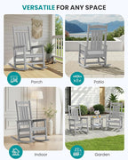 SERWALL Rocking Chair Outdoor, Oversized Patio Rocking Chairs, Light Gray | - Image 9