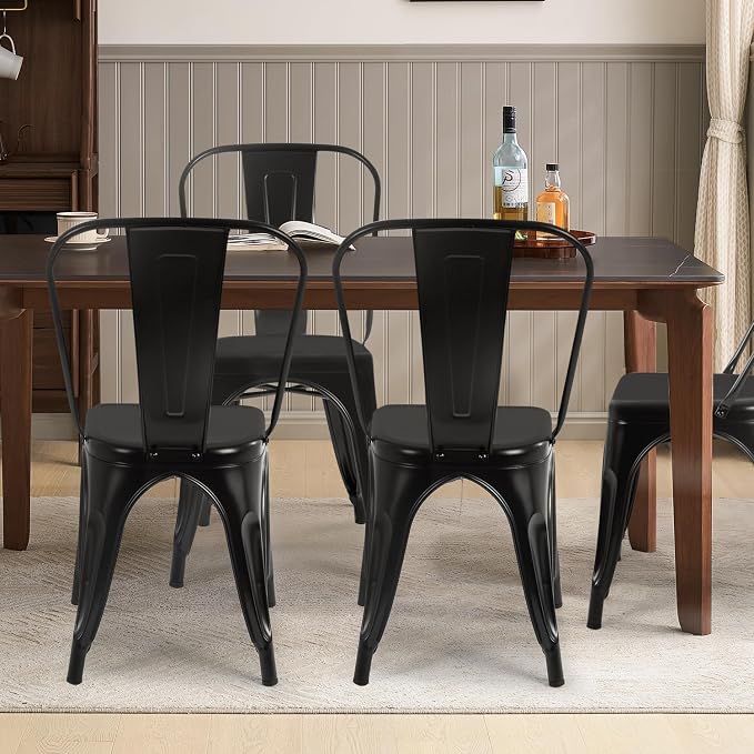 FDW | Metal Dining Chairs | Set of 4 - Image 2