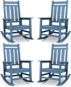 Oversized Outdoor Rocking Chair Set of 4, HDPE Patio Rockers by KINGYES