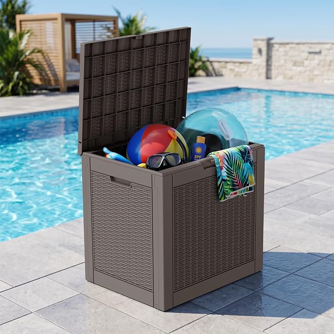 Outdoor Storage Box, 31 Gallon Resin Deck Boxes Outdoor Waterproof - Image 7