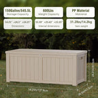 Outdoor Storage Box, 150 Gallon Waterproof Deck Box, Piston-Assisted Resin Trunk - Image 3