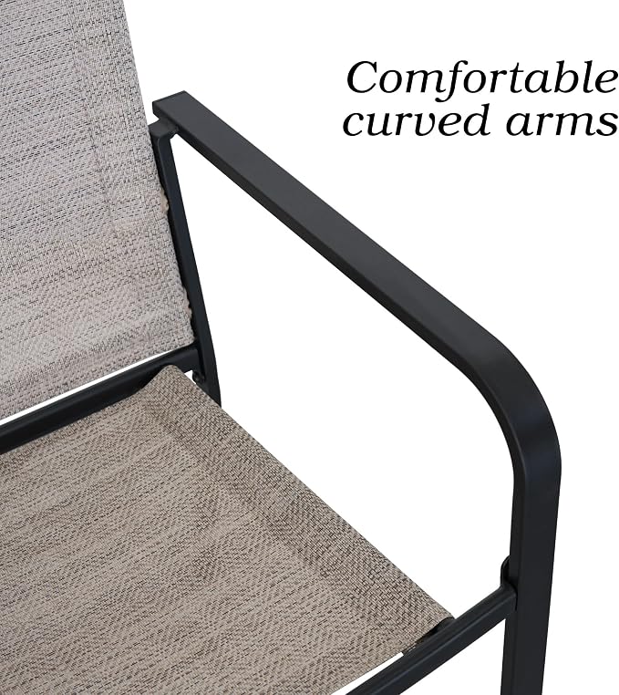 Anmutig Stackable Outdoor Dining Chairs Set of 4, Textilene Fabric, Breathable - Image 5