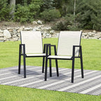 Outdoor Patio Chairs Set of 2, Oyster Beige Stackable Outdoor Chairs, - Image 7