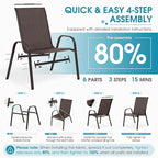 24.4" Wide Outdoor Patio Stackable Chairs Set of 4, Outside Furniture - Image 7