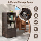 Tangkula Rattan Outdoor Storage Cabinet, Patiojoy Outdoor Wicker Cabinet - Image 5